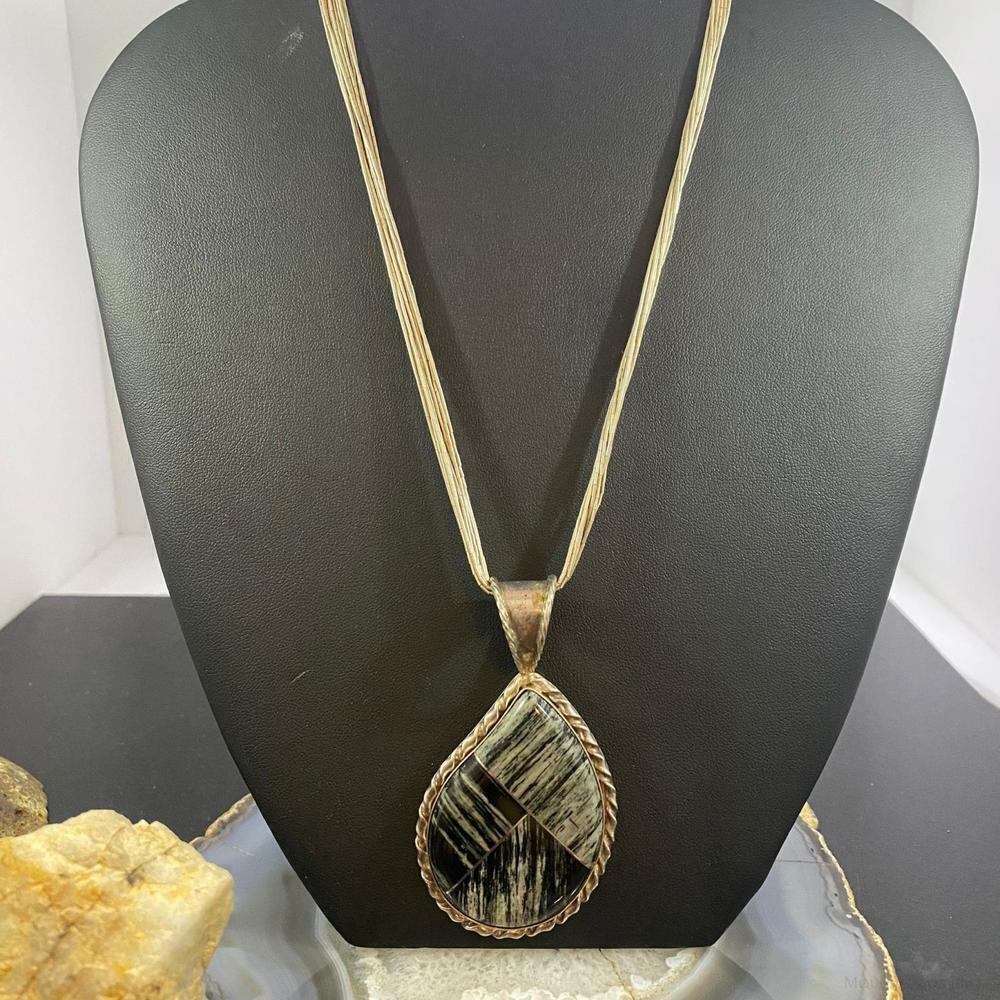 Sterling Teardrop Zebra Stone w/17" Liquid Silver Necklace, Desert Rose Trading